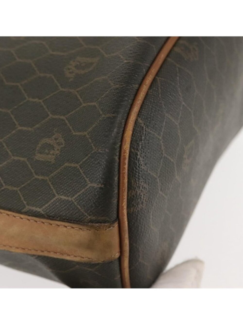 Authentic Christian Dior Honeycomb Canvas Shoulder Bag PVC Black Gold - Picture 10 of 16